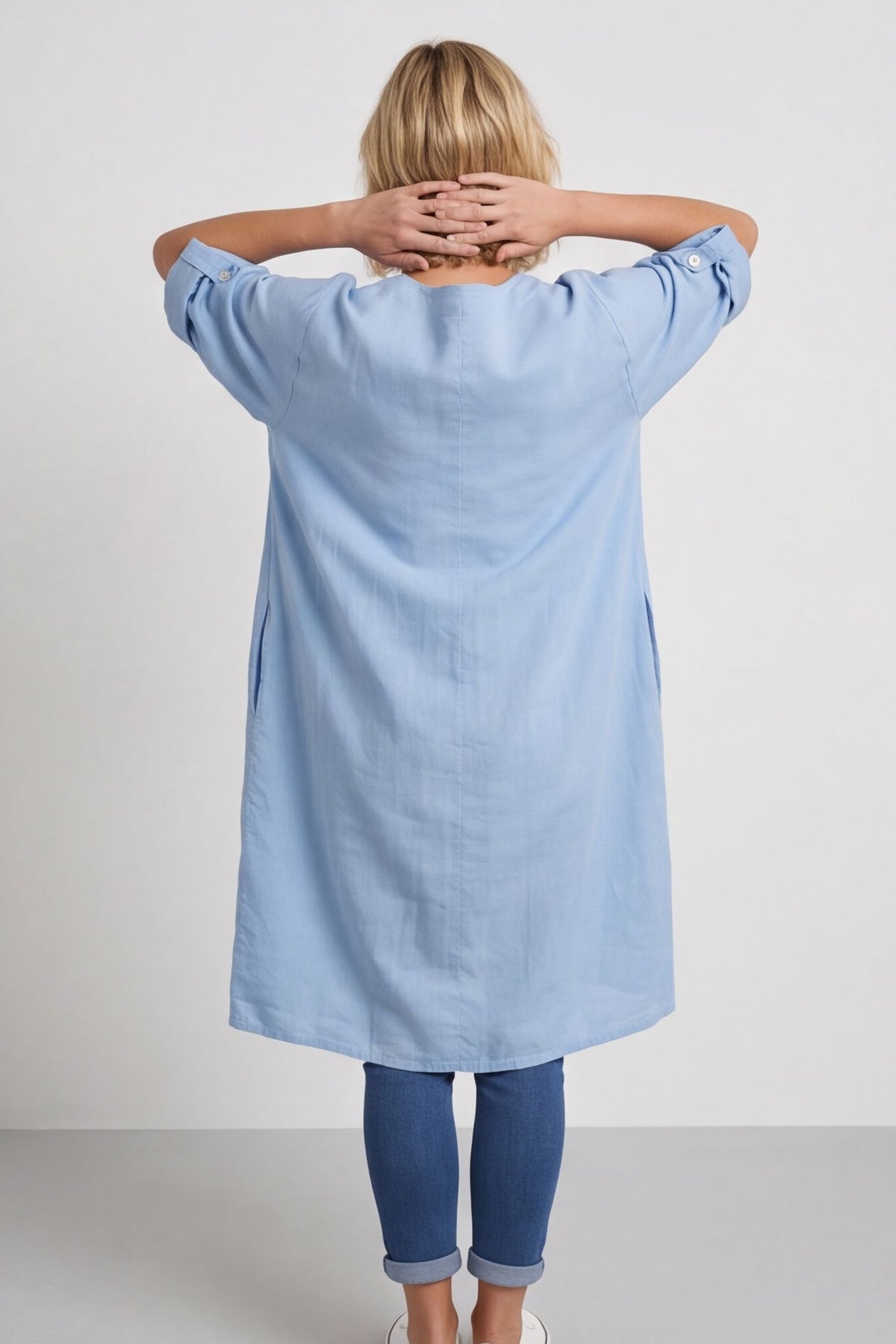 Alicia Button Linen Jacket Light Blue – image 4 of 4