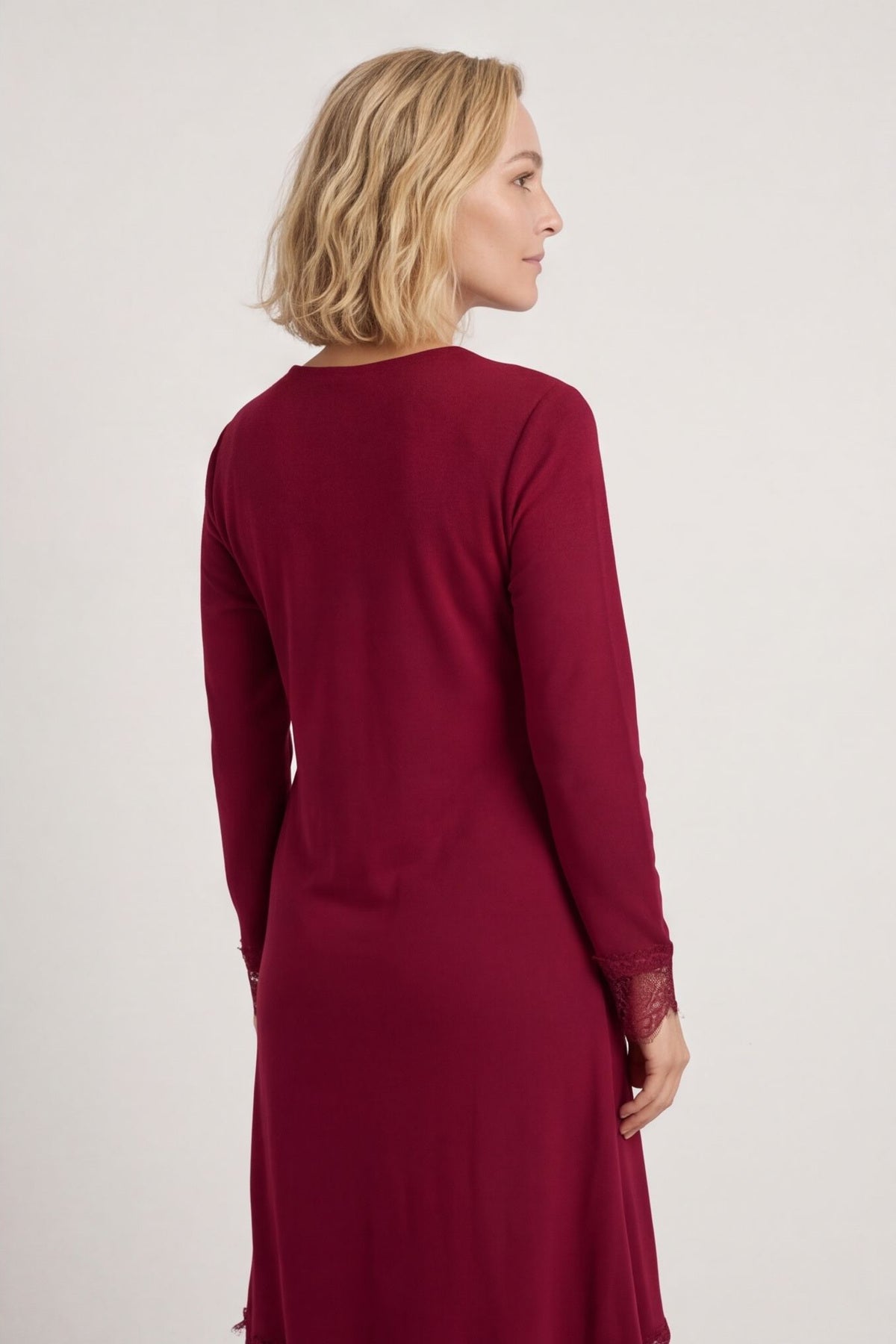 Merinda Lace Detail Dress Wine – image 6 of 6