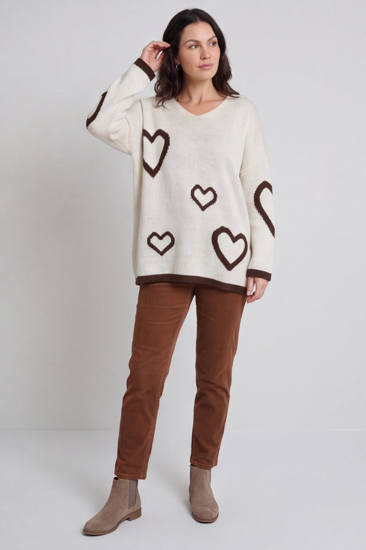 Milena Heart Knitted Jumper Stone – image 6 of 6