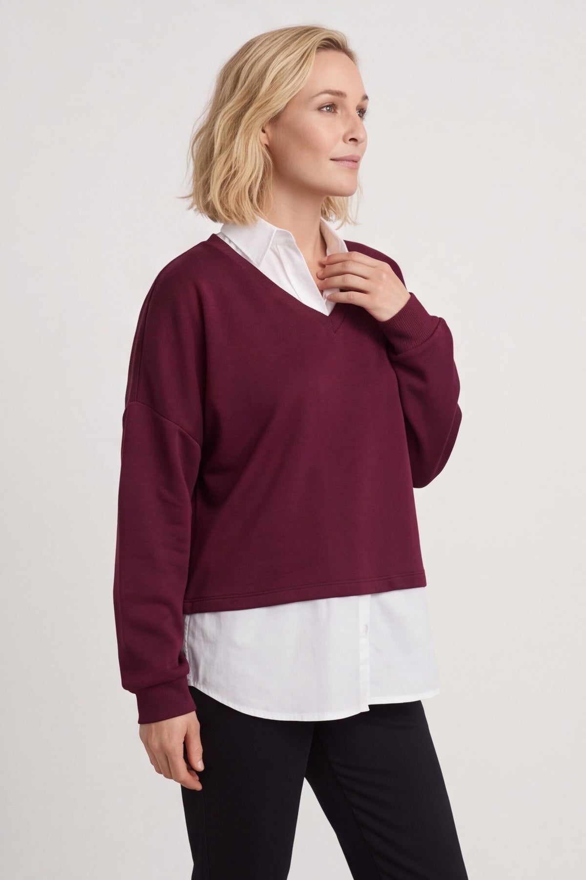 Leilani Collared Top Wine – image 6 of 6