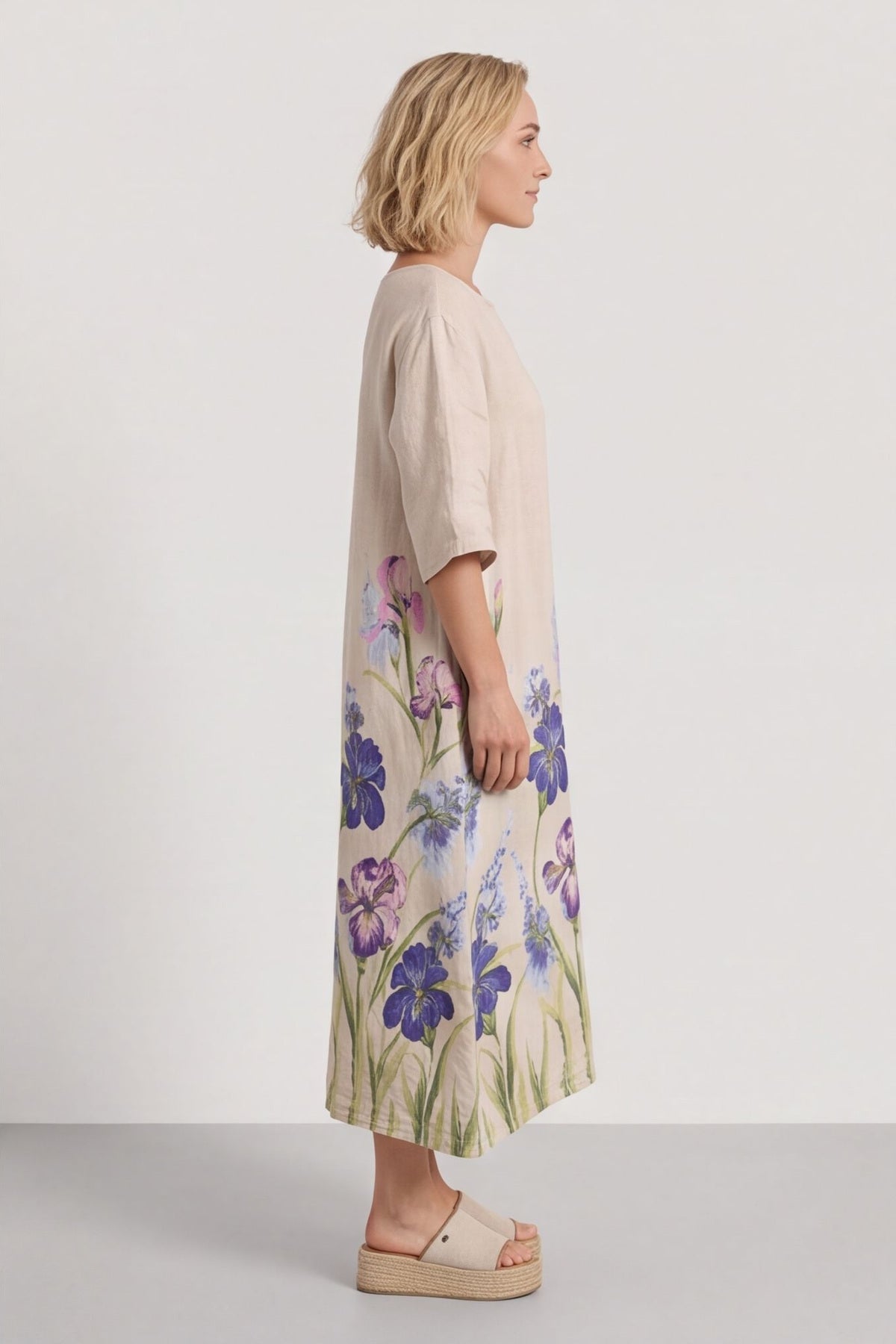 Lyla Floral Linen Dress Stone – image 6 of 6