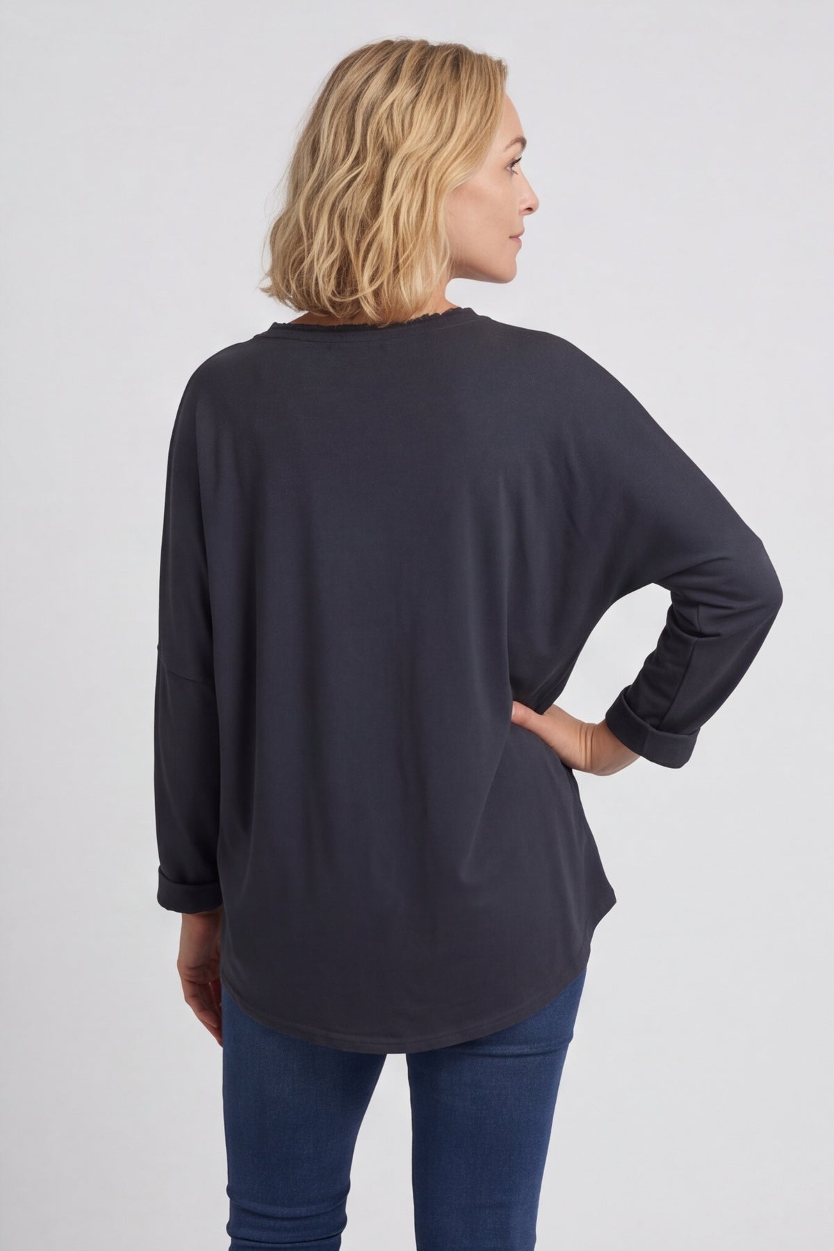 Cherie Heart Cotton Top Charcoal – image 6 of 6