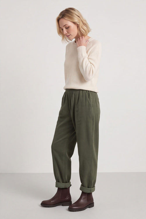 Poppy Needlecord Trousers Khaki - Image 2