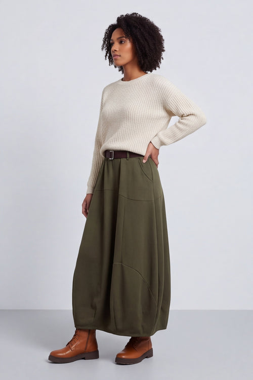 Georgetta Belted Cotton Skirt Khaki – image 6 of 6