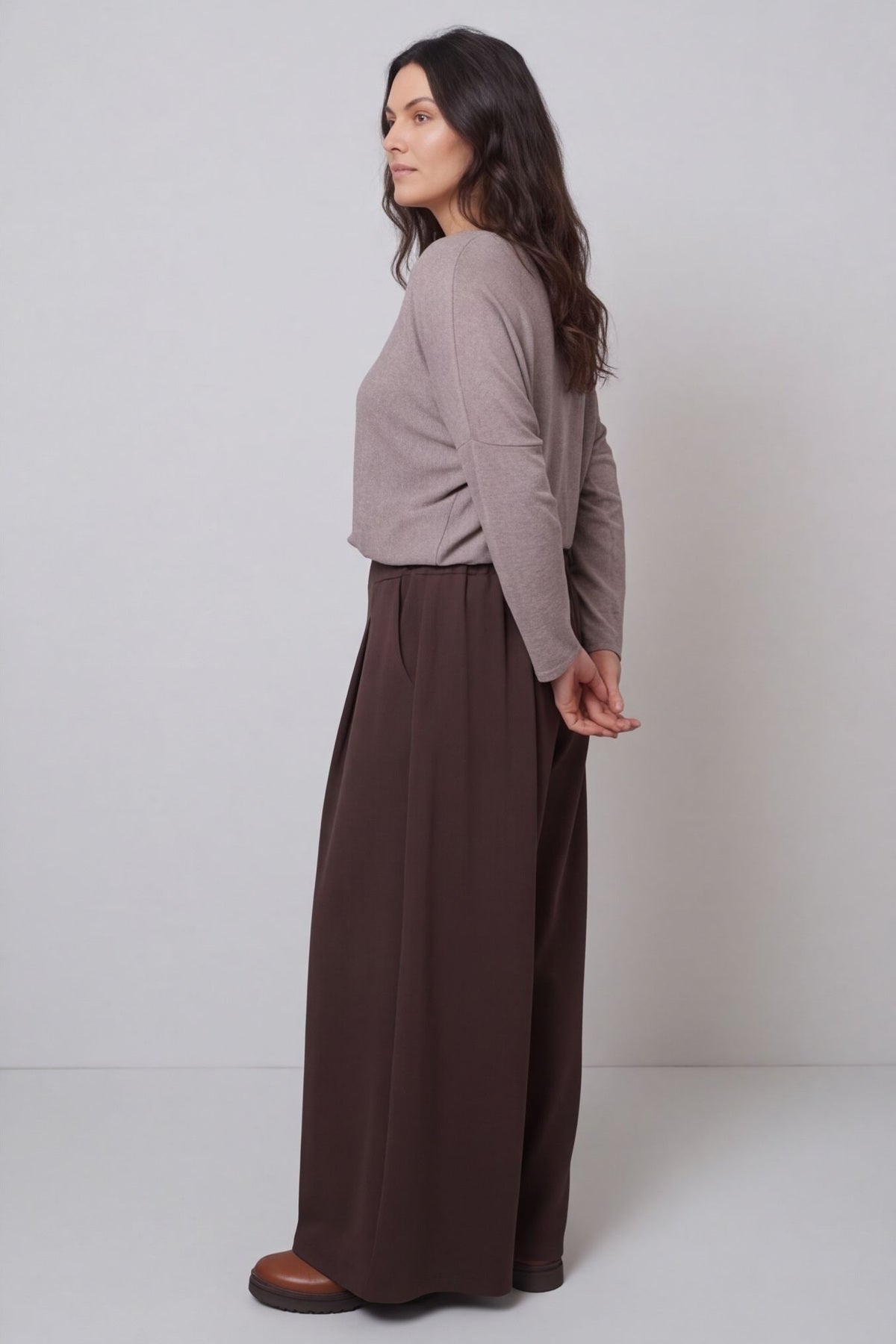 Trish Wide Leg Cotton Trousers Cocoa – image 4 of 4