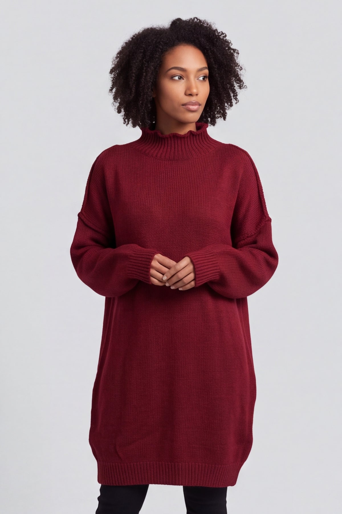 Bridie Polo Neck Knitted Tunic Wine – image 5 of 5