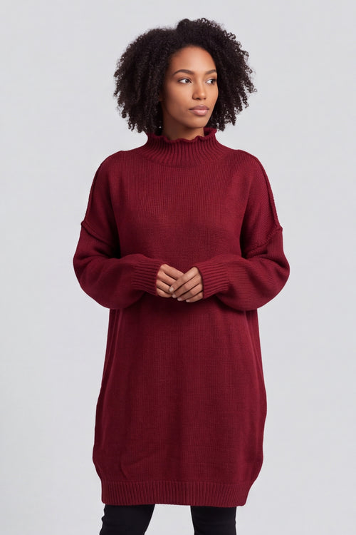 Bridie Polo Neck Knitted Tunic Wine – image 5 of 5