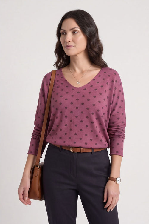 Lola Relaxed Polka Dot V-Neck Top – image 5 of 5