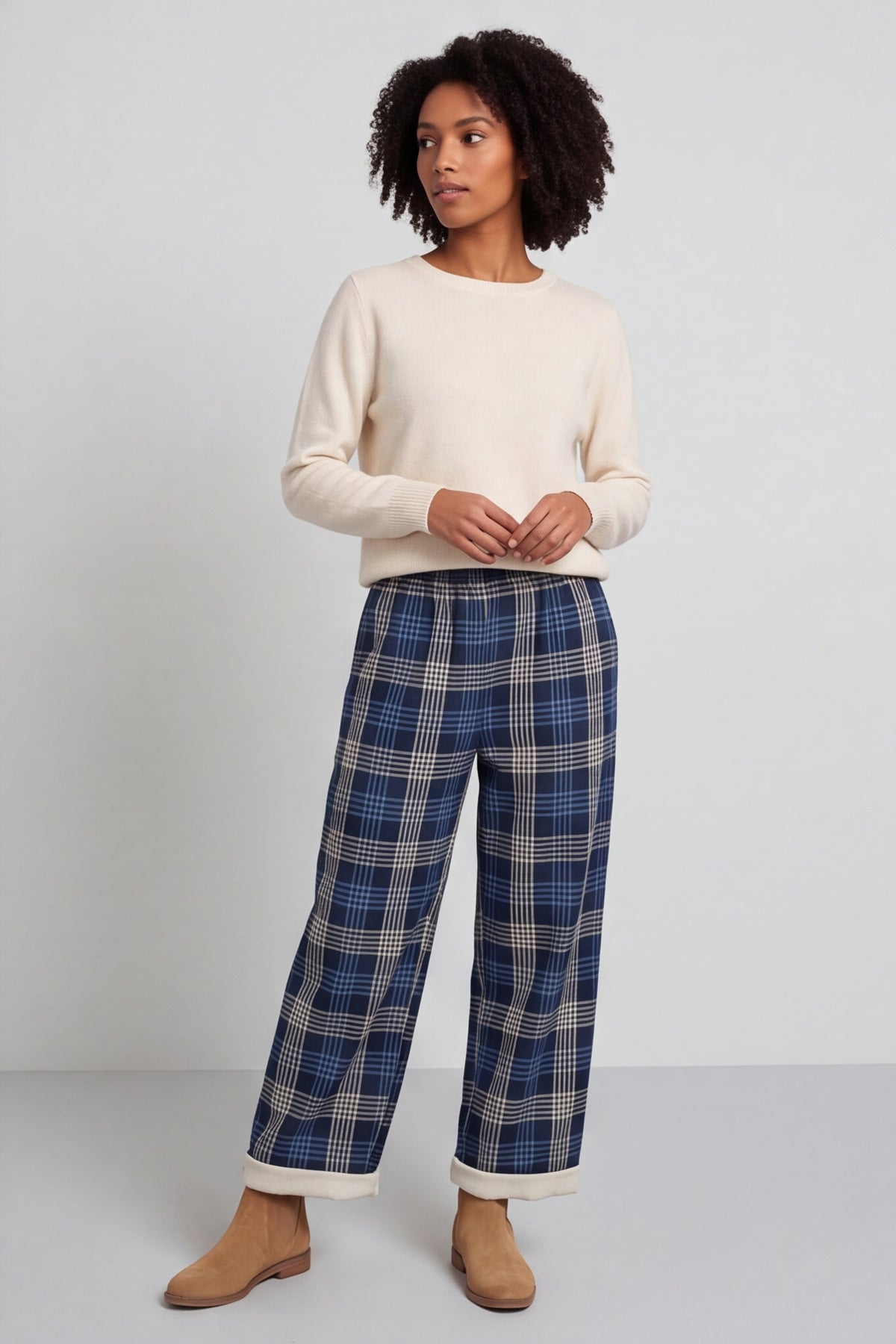 Kirri Check Trousers Navy – image 6 of 6