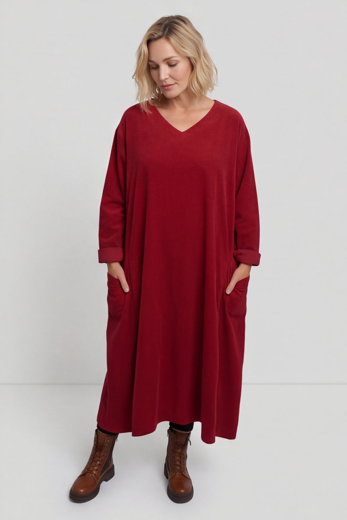 Cerys Cord Pocket Dress Wine – image 6 of 6