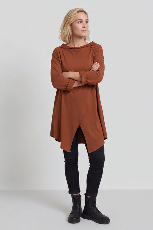 Nelle Cowl Cotton Top Nutmeg – image 5 of 5