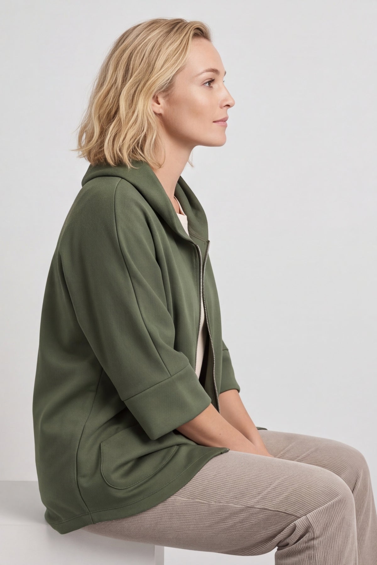 Marjorie Zip Hooded Jacket Khaki – image 6 of 6