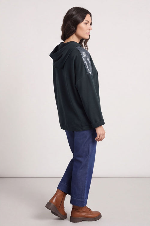 Betsy Flower Patch Hooded Cotton Top Charcoal – image 5 of 5