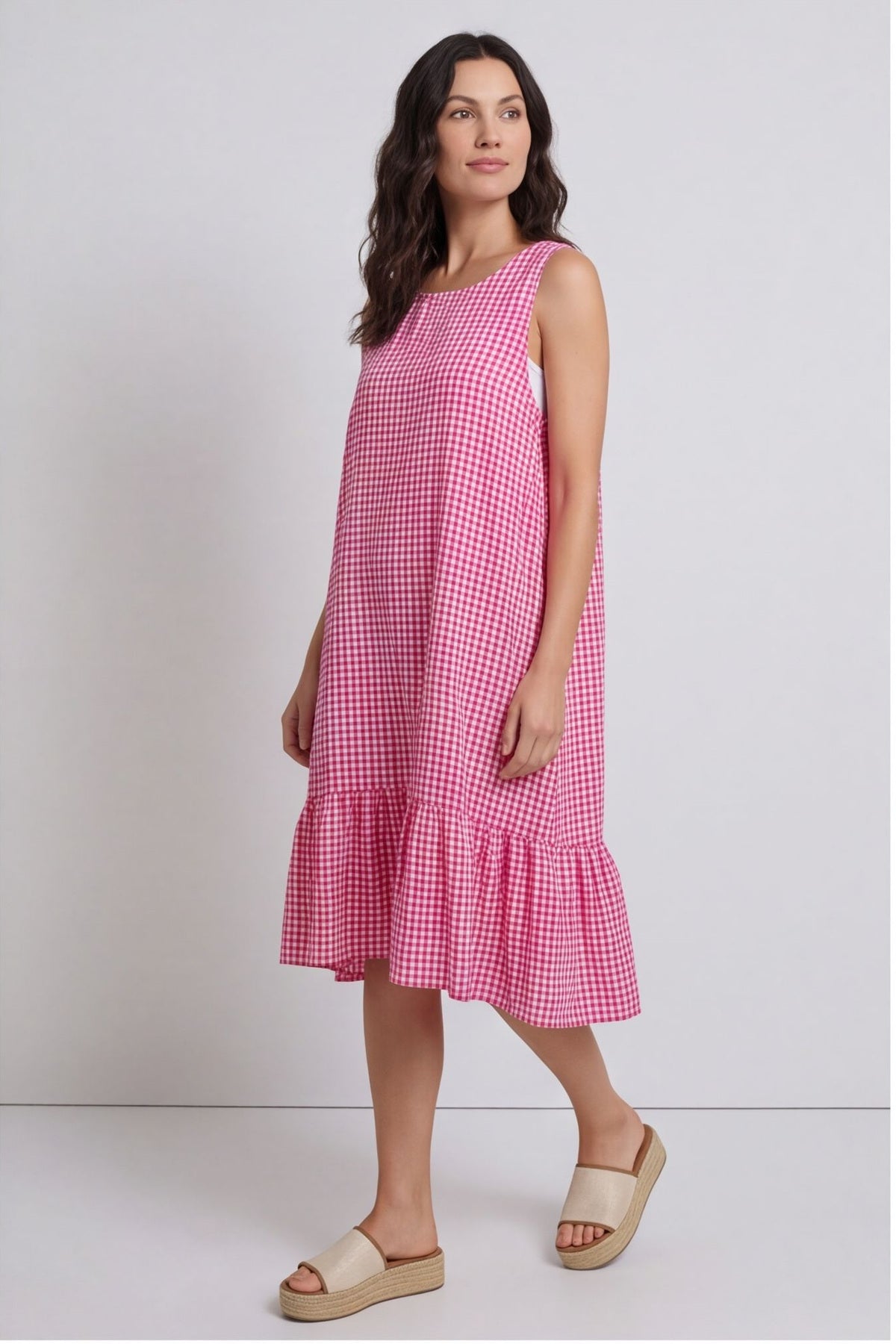 Imani Sleeveless Gingham Dress Fuchsia – image 5 of 5