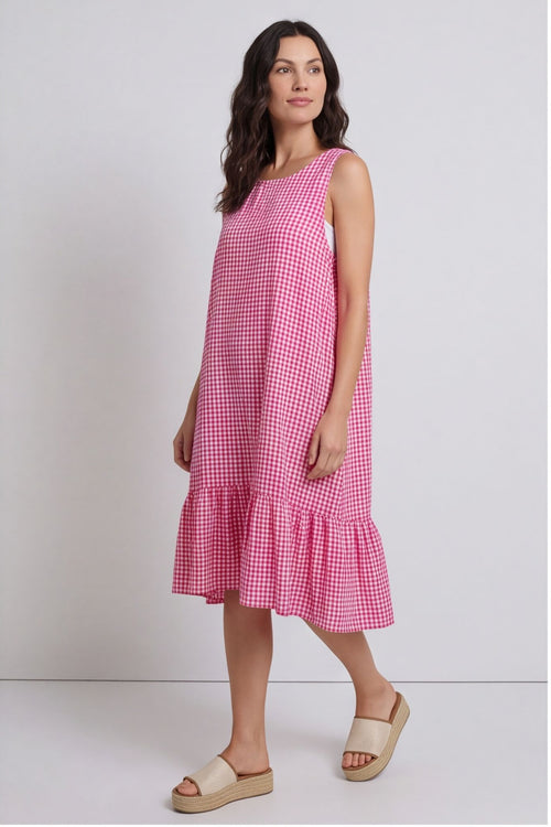Imani Sleeveless Gingham Dress Fuchsia – image 5 of 5