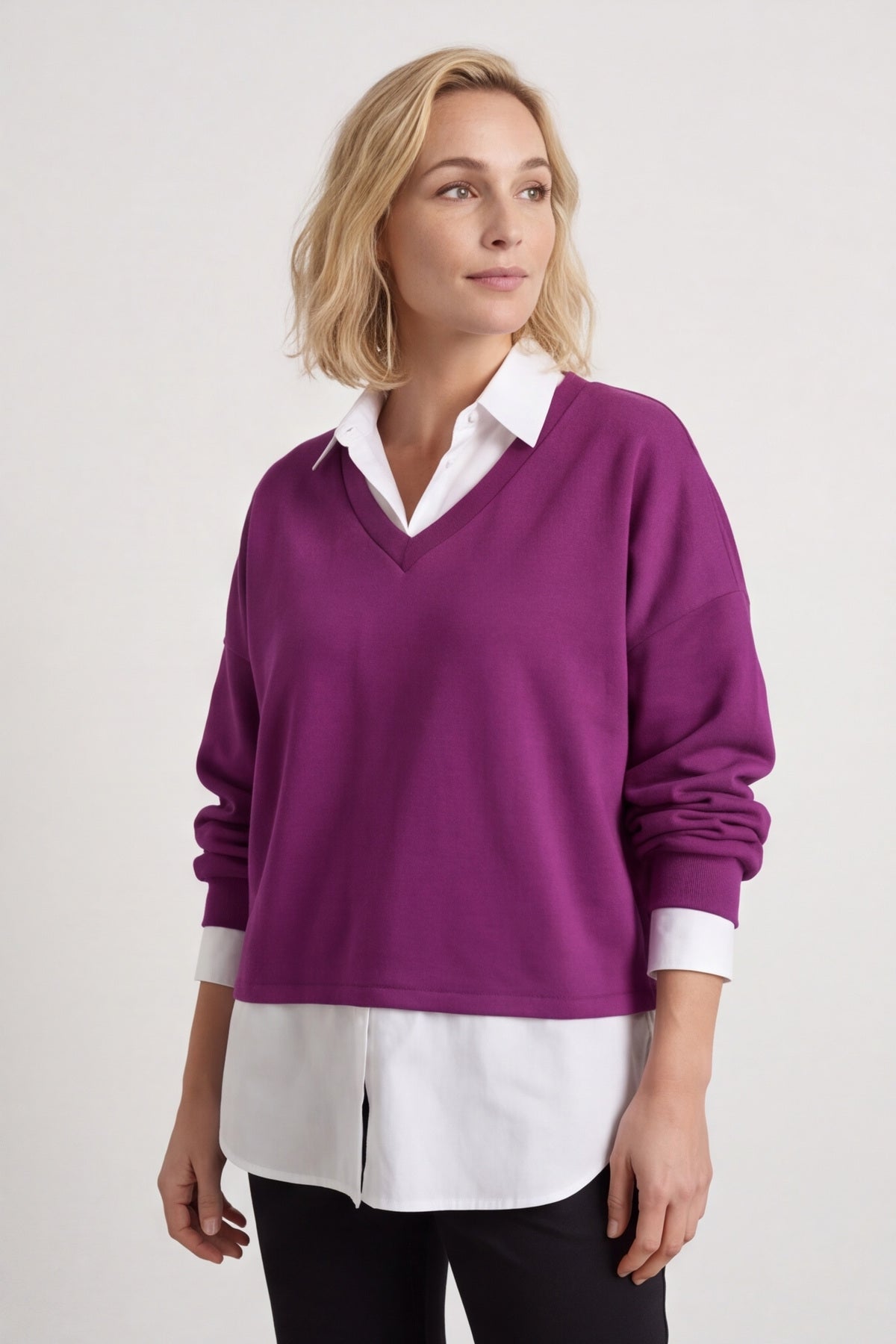 Leilani Collared Top Berry – image 6 of 6
