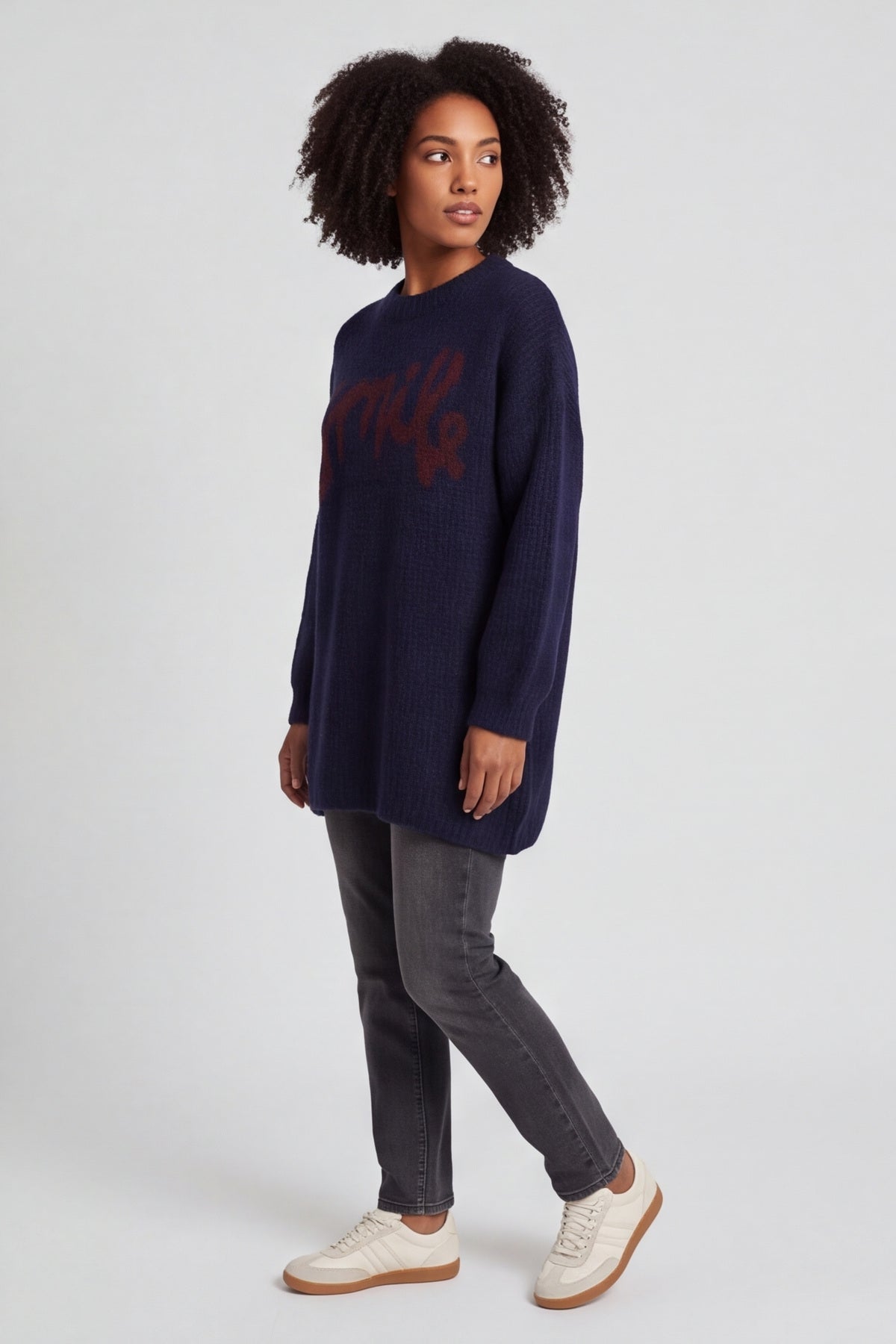 Smile Knitted Jumper Navy – image 5 of 5