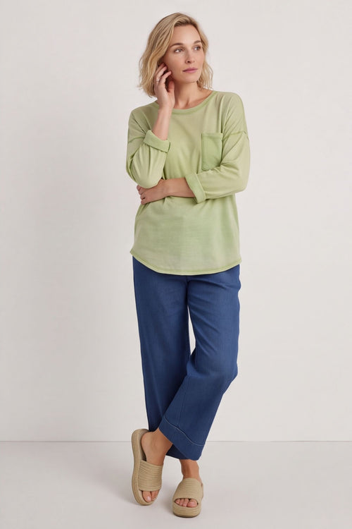 Amelie Washed Pocket Cotton Top Olive – image 6 of 6