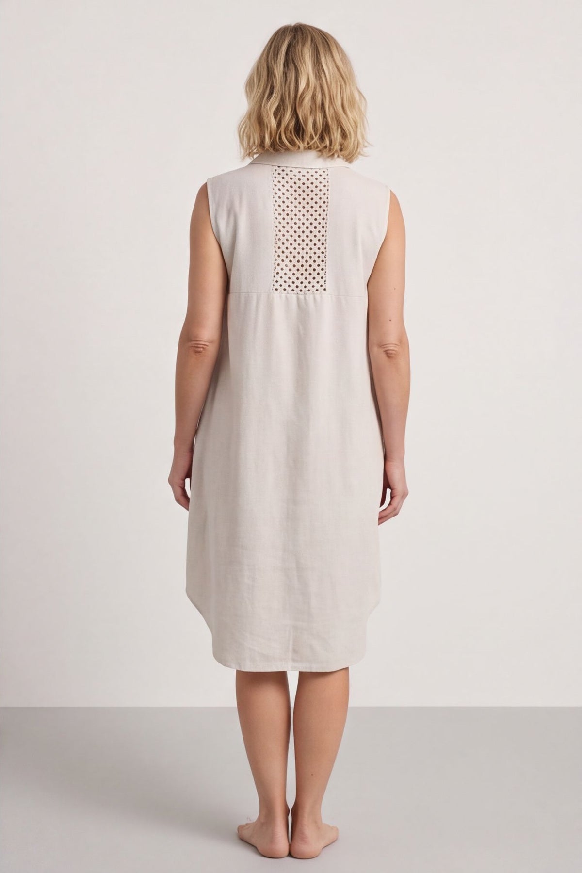 Solaine Sleeveless Linen Dress Stone