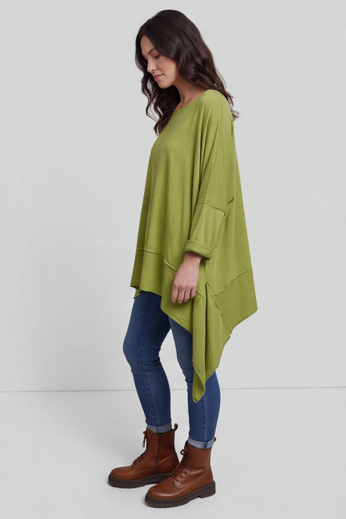 Margie Dip Side Cotton Top Green - Image 2