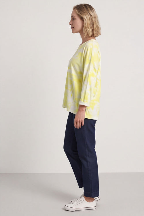 Charnette Long Sleeve Tie Dye Cotton Top Yellow – image 6 of 6