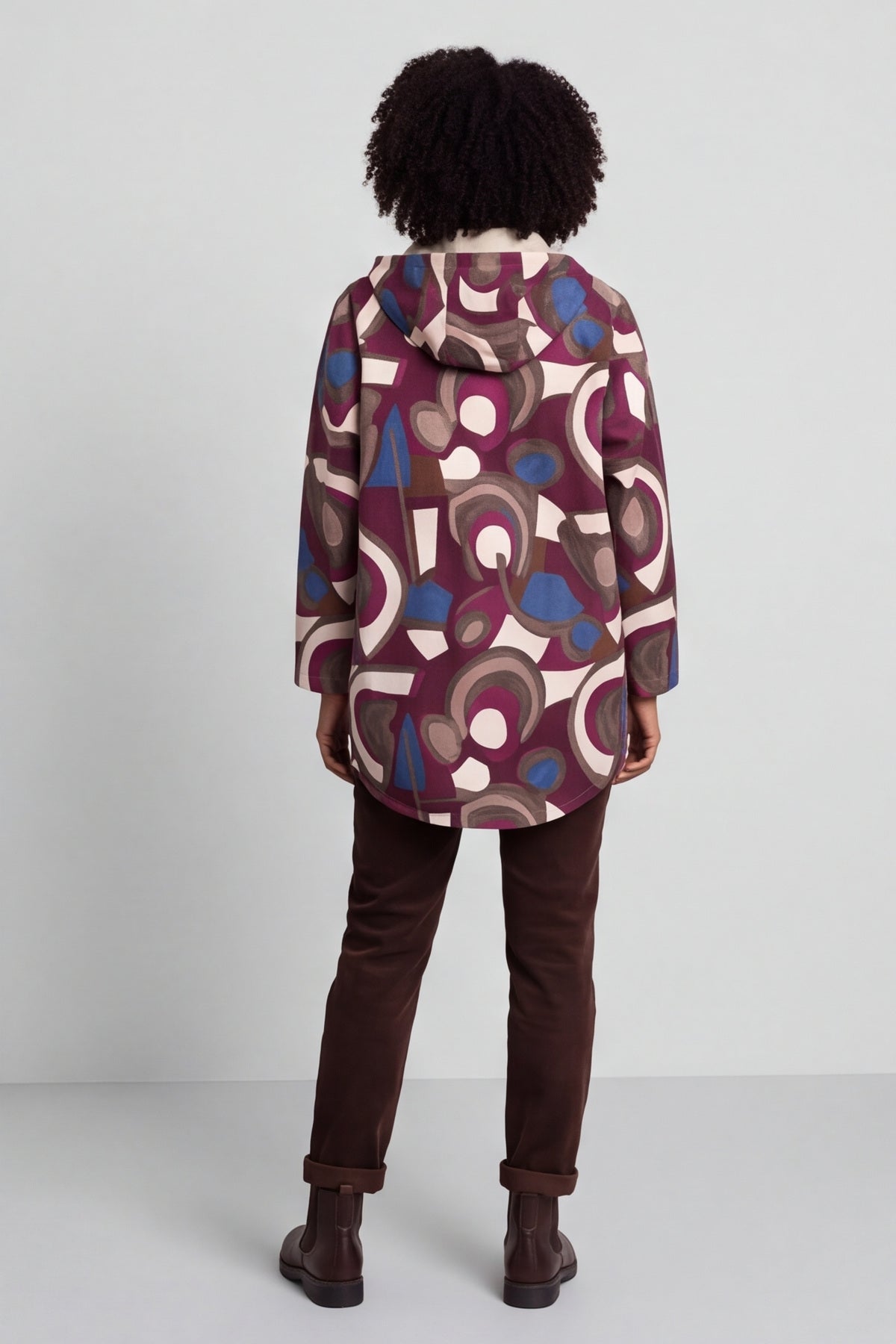Cynthia Print Zip Hooded Jacket Wine – image 6 of 6