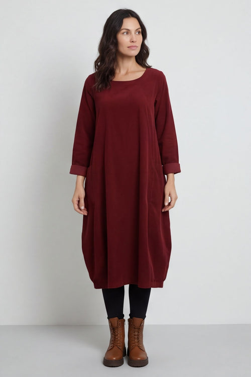 Liora Needlecord Dress Wine – image 6 of 6