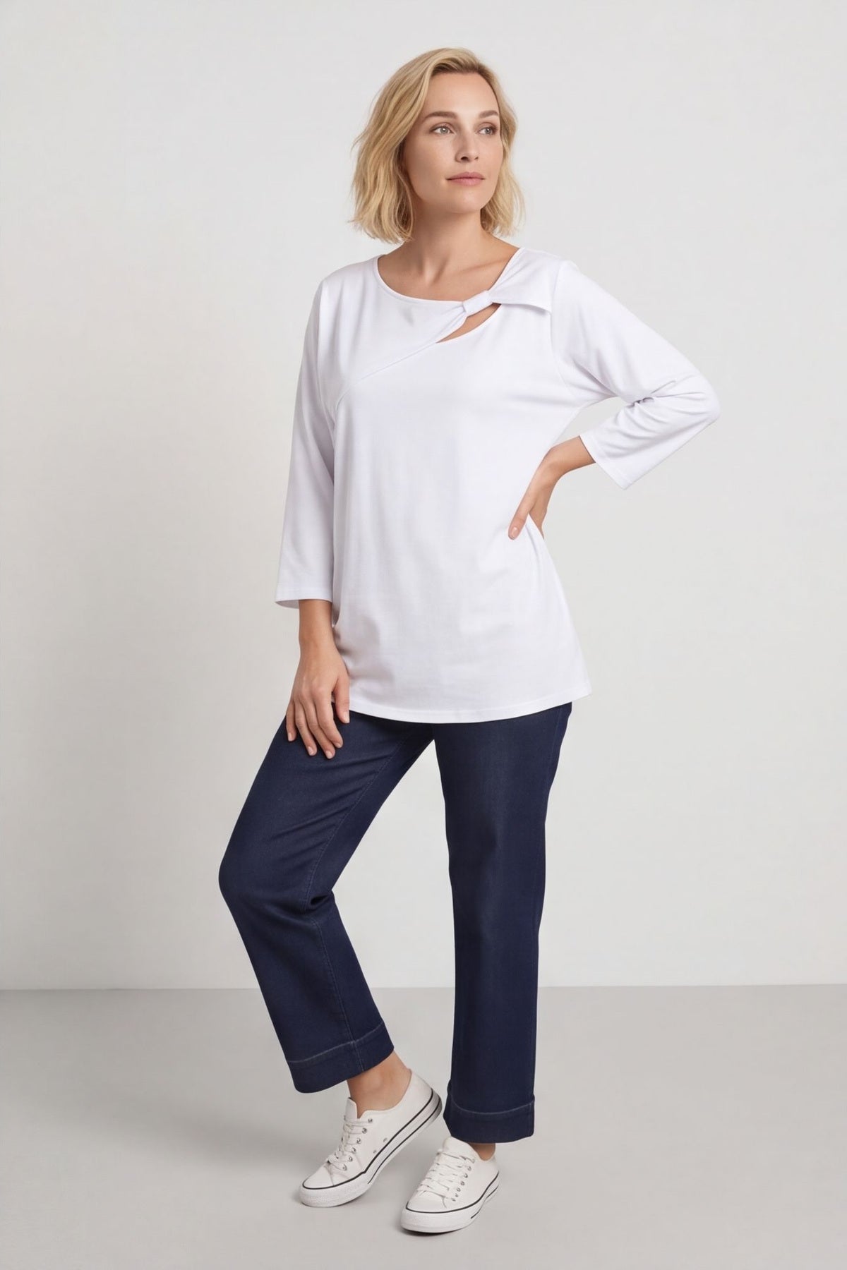 Gemma Knot Detail Cotton Top White – image 4 of 4