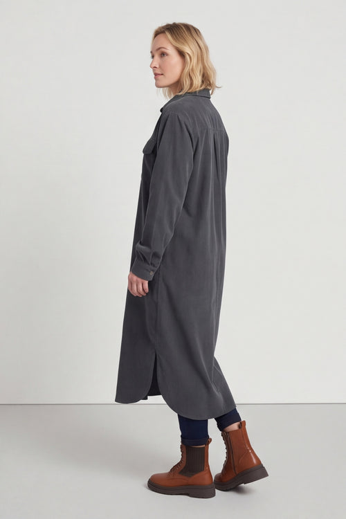 Dezi Needlecord Shirt Dress Charcoal – image 6 of 6