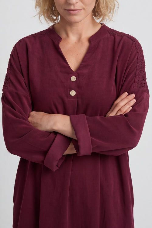 Terrie Needlecord Dress Wine - Image 7