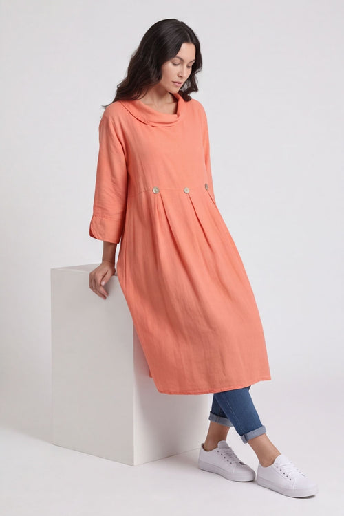 Cromer Button Detail Linen Dress Orange – image 6 of 6