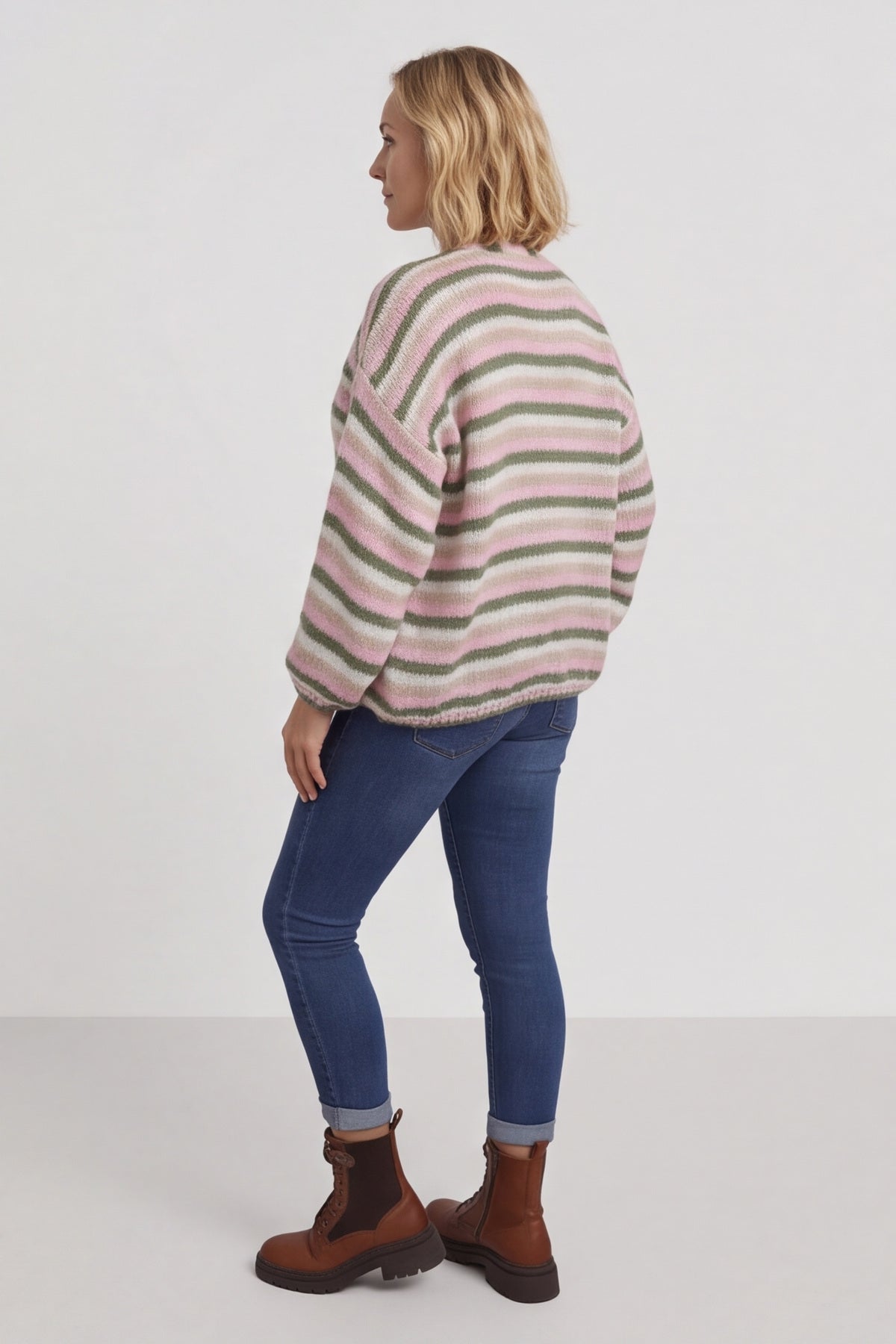 Merlyn Stripe Tie Knitted Cardigan Khaki – image 6 of 6