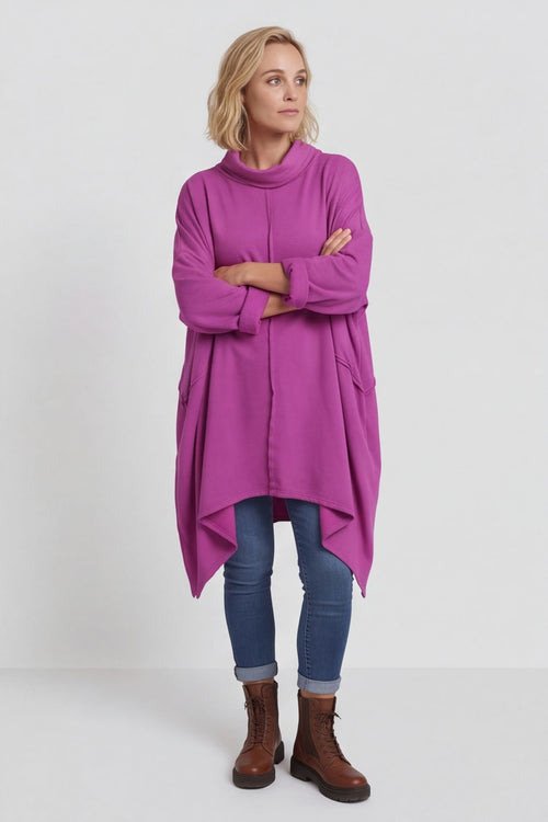 Posy Cowl Oversized Cotton Top Magenta – image 6 of 6