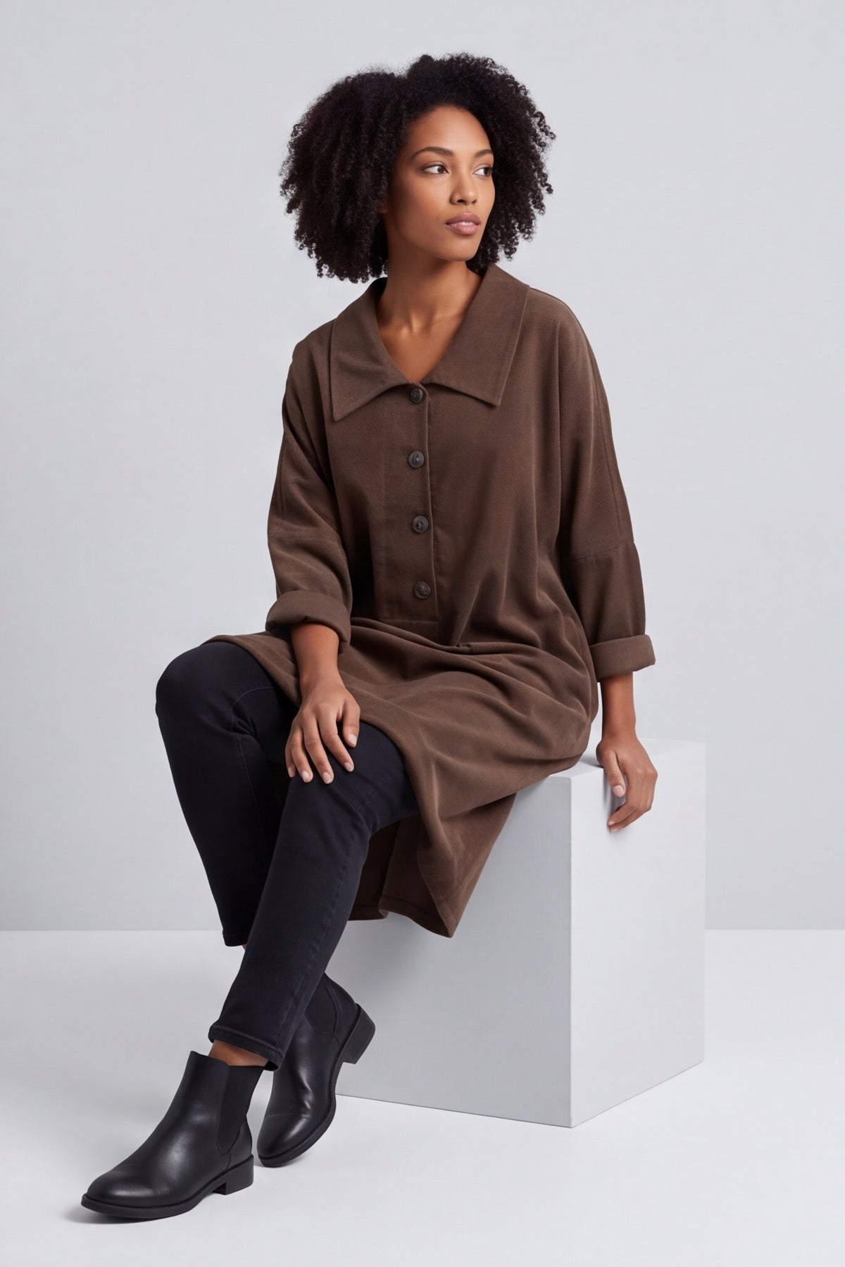 Amina Needlecord Dress Cocoa – image 6 of 6