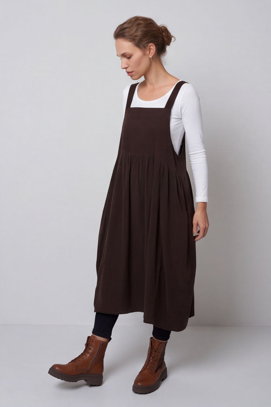 Meredith Needlecord Pinafore Cocoa – image 6 of 6