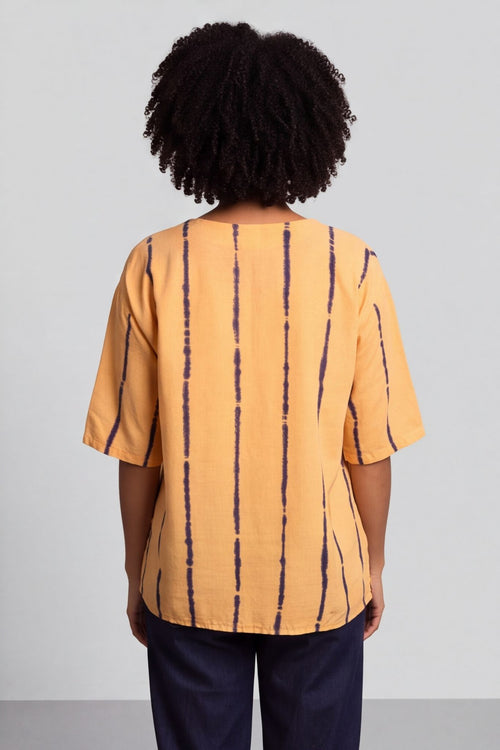 Kalia Stripe Linen Top Orange – image 4 of 4