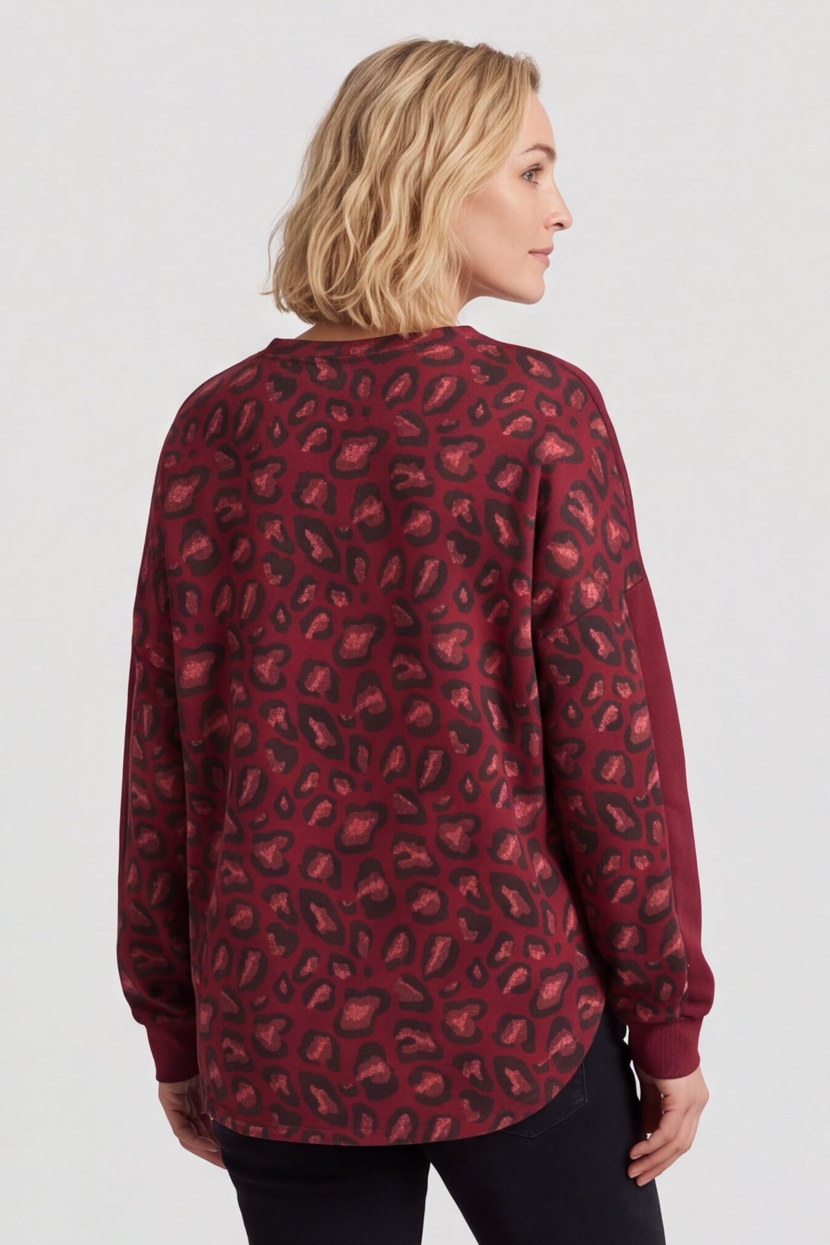 Nicky Leopard Print Cotton Top Wine – image 4 of 4