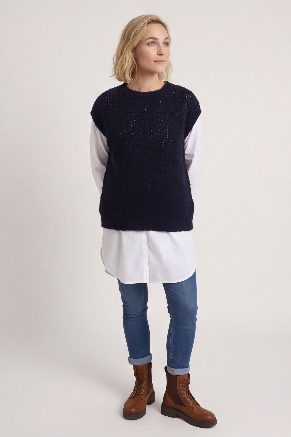 Clancy Boucle Tank Top Navy – image 5 of 5