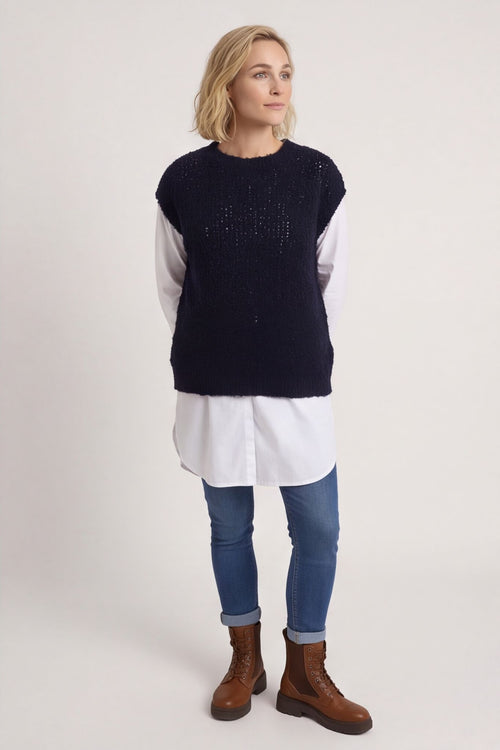 Clancy Boucle Tank Top Navy – image 5 of 5