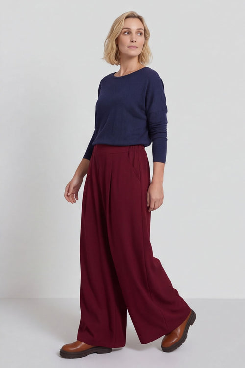 Trish Wide Leg Cotton Trousers Wine – image 6 of 6