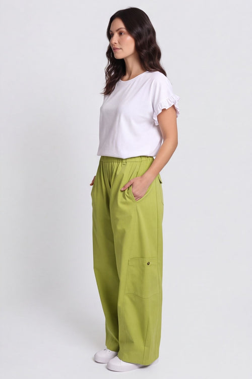Blair Button Pocket Cotton Trousers Green – image 4 of 4