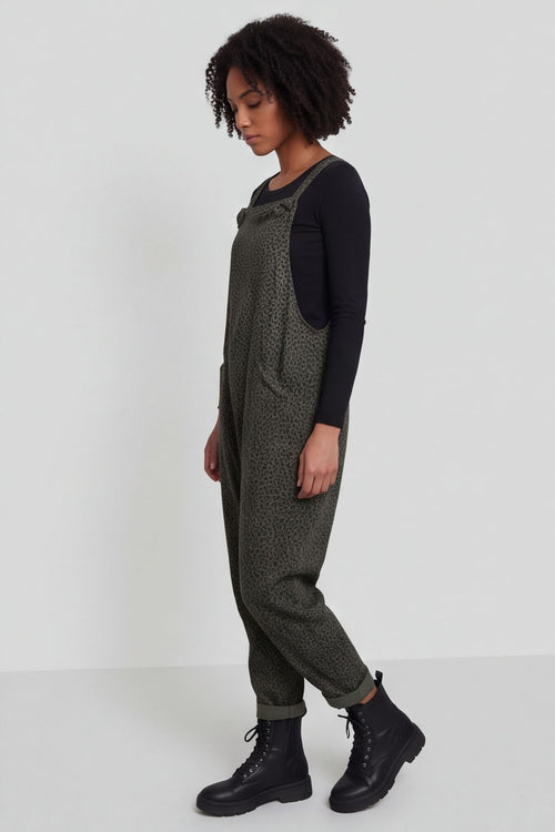 Pabo Leopard Needlecord Dungarees Khaki – image 4 of 4