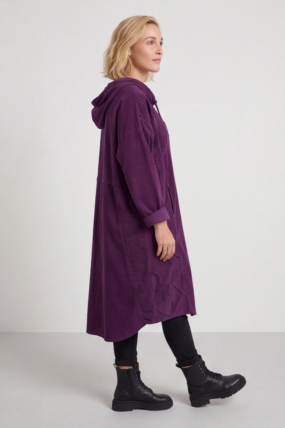 Devyn Hooded Needlecord Dress Purple – image 6 of 6