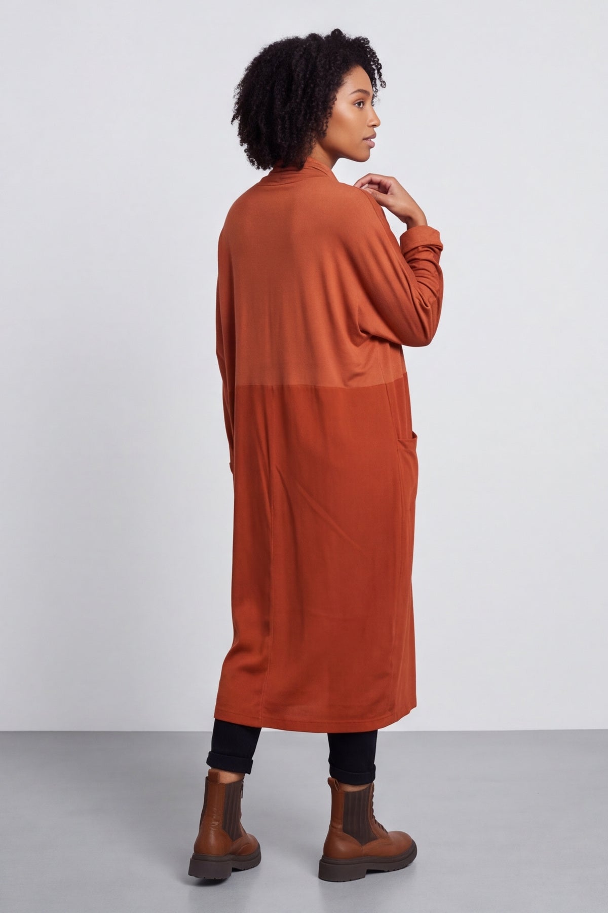 Libby Cowl Neck Cotton Dress Burnt Orange – image 6 of 6