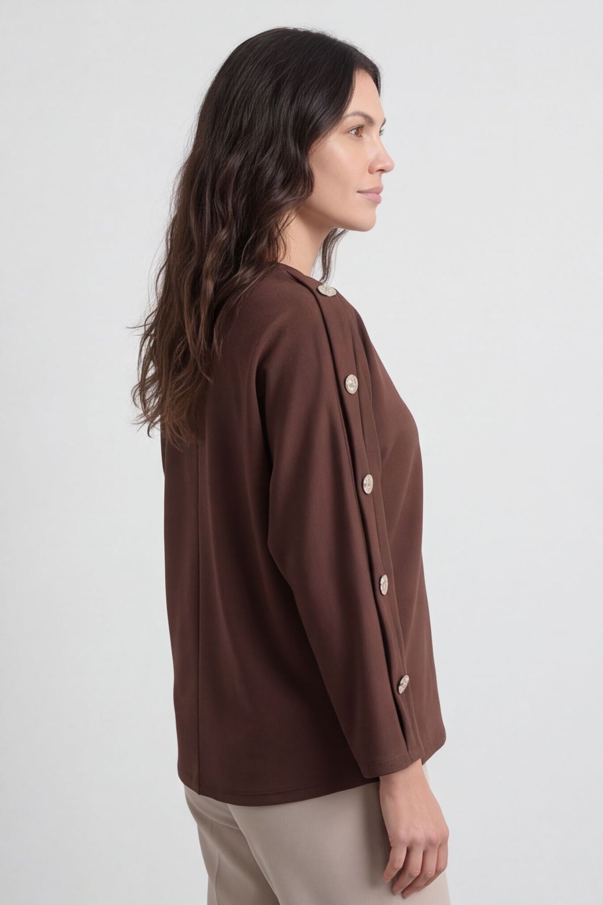 Lesley Button Top Cocoa – image 6 of 6