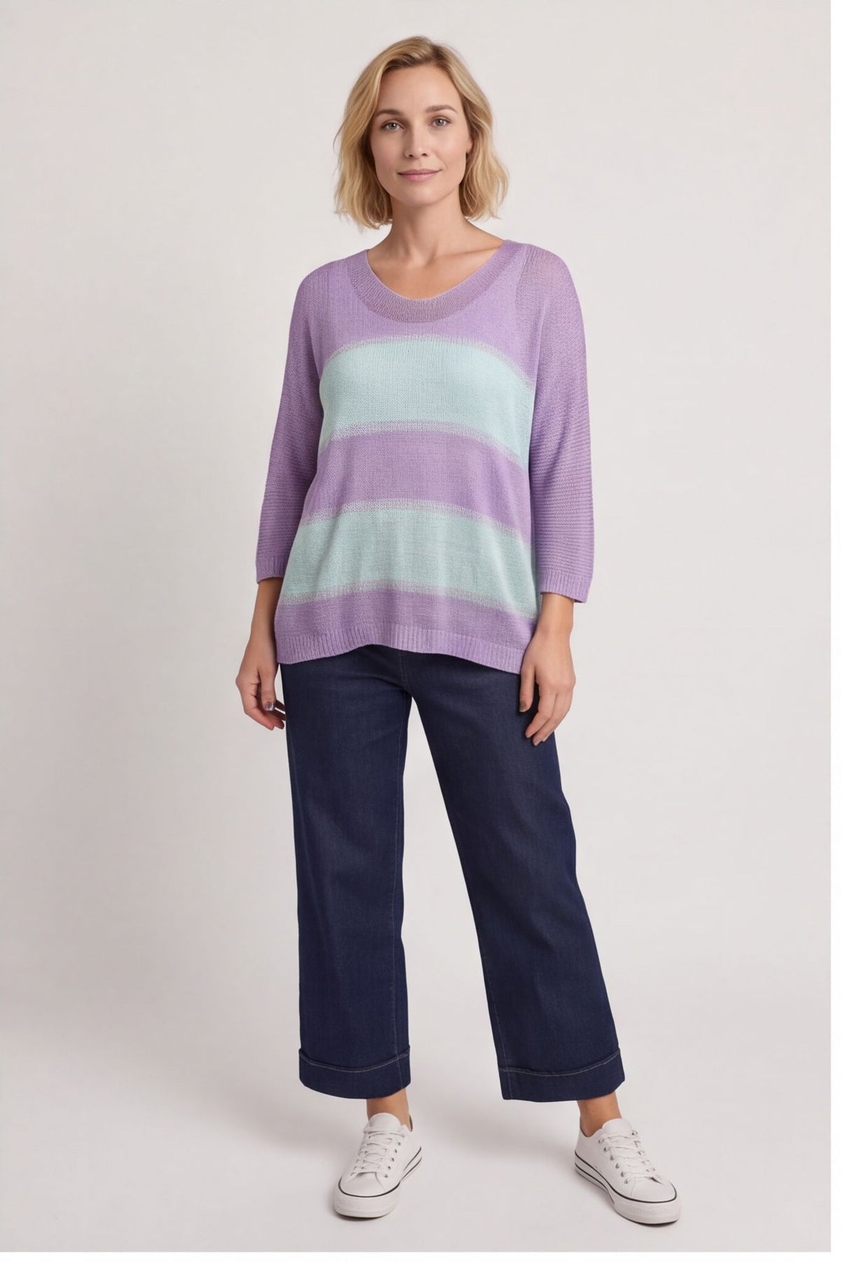 Davena Stripe Knit Top Purple – image 5 of 5