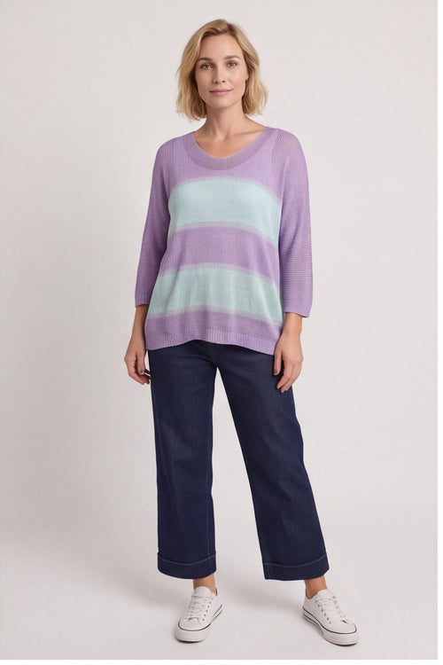 Davena Stripe Knit Top Purple – image 5 of 5