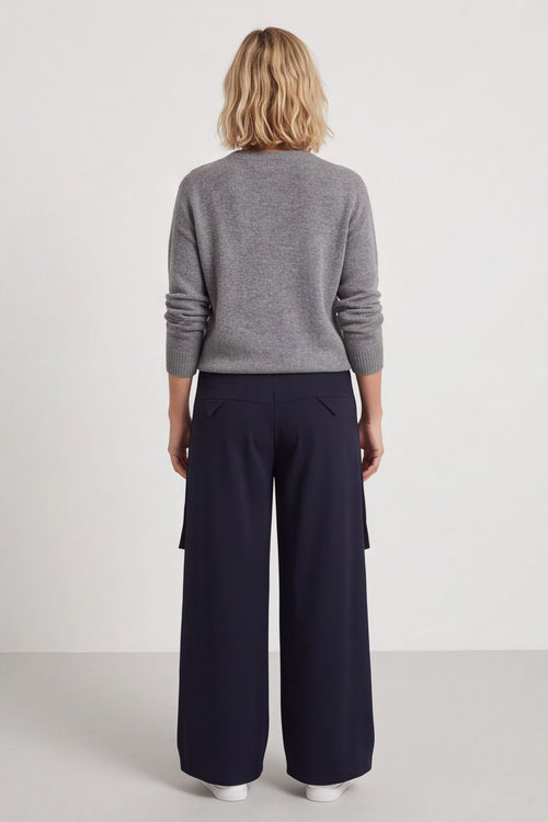 Opaline Zip Pocket Cotton Trousers Navy – image 4 of 4