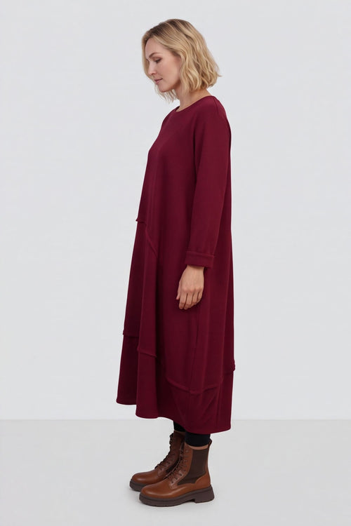 Edie Seam Detail Cotton Dress Wine – image 4 of 4