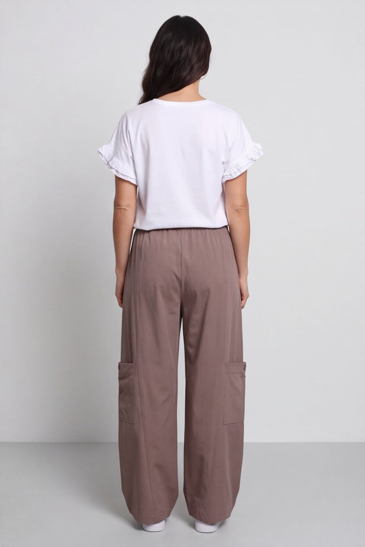 Blair Button Pocket Cotton Trousers Mocha – image 4 of 4